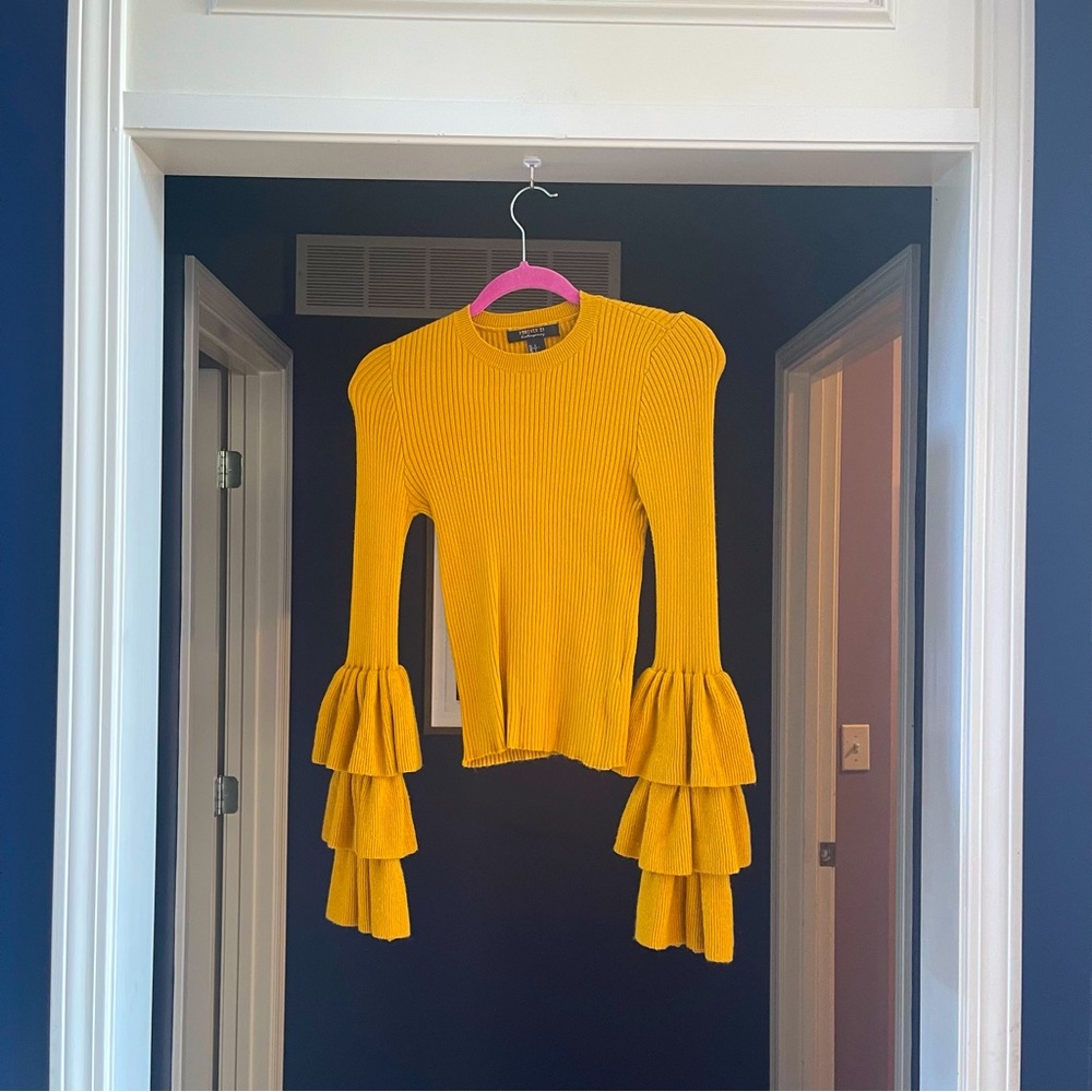 Forever21 Contemporary Ruffle Sleeve Knit Sweater